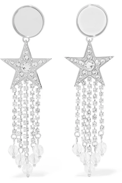 Shop Miu Miu Silver-tone, Crystal And Perspex Clip Earrings