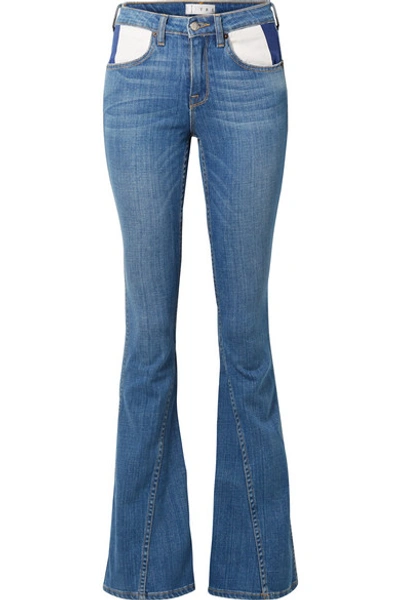 Shop Tre By Natalie Ratabesi The Cher Paneled Mid-rise Flared Jeans In Blue