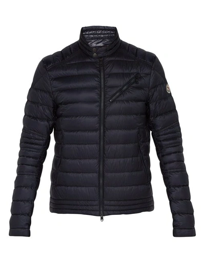Moncler Royat Quilted-shell Down Biker Jacket In Navy | ModeSens