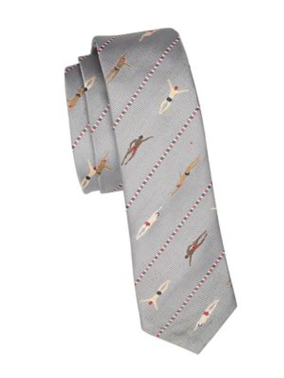 Shop Thom Browne Classic Swimmer Wool Tie In Medium Grey