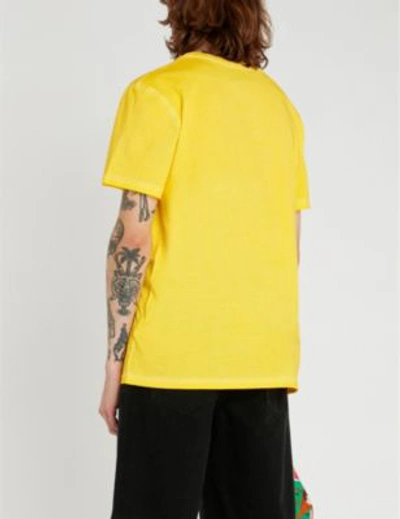 Shop Moschino Logo-print Cotton-jersey T-shirt In Yellow