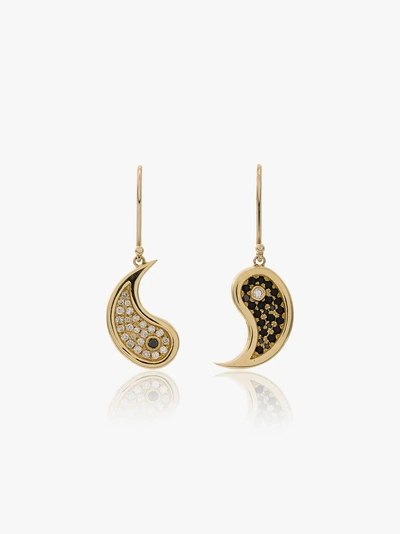 Shop Established 18k Yellow Gold Yin And Yang Diamond Earrings In Metallic