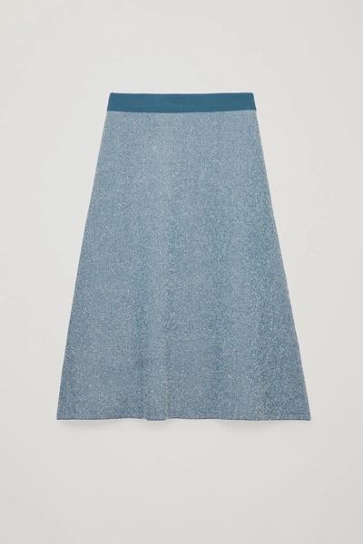Shop Cos Drop-needle Stitch Knit Skirt In Blue