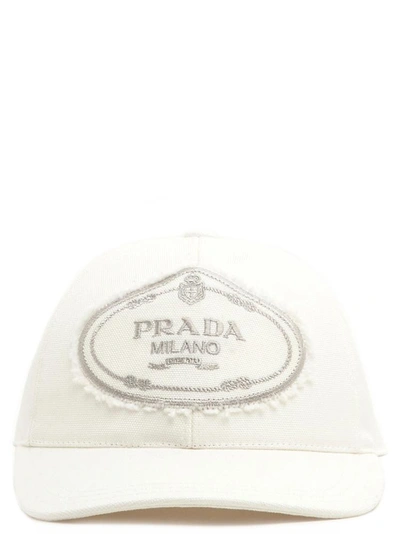 Shop Prada Logo Cap In White