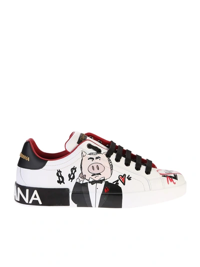 Shop Dolce & Gabbana Printed Sneakers In White