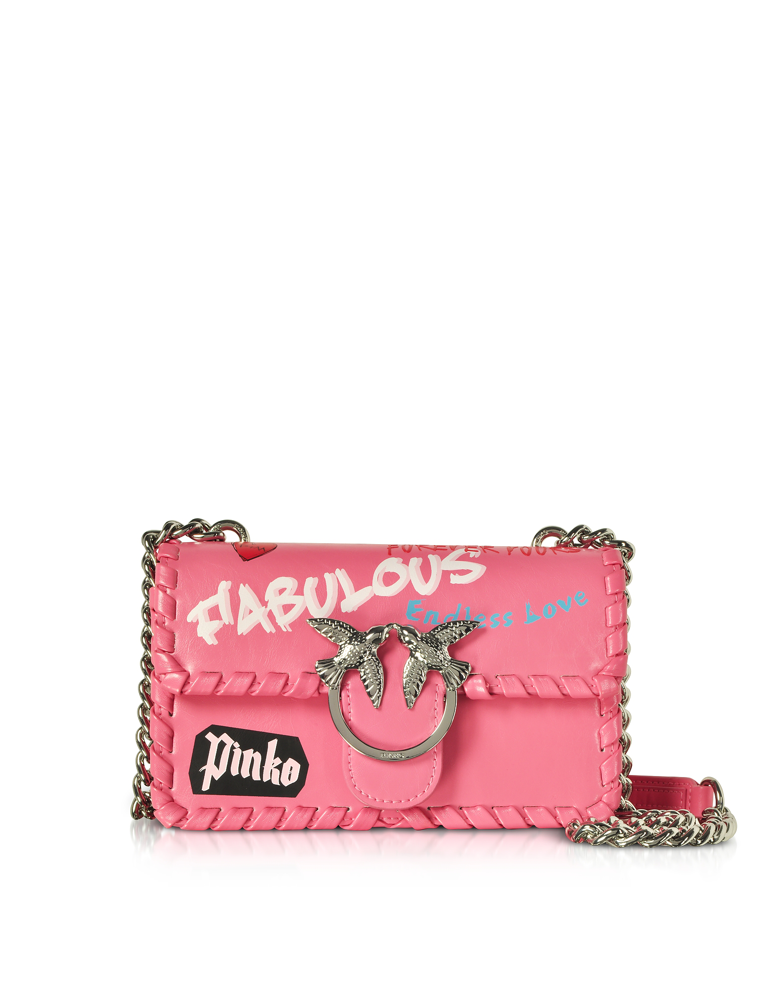 Pinko Mini Love Fabulous Leather Shoulder Bag In Coral | ModeSens