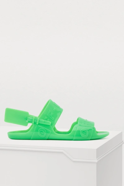 Shop Off-white Zip Tie Sandals In Green
