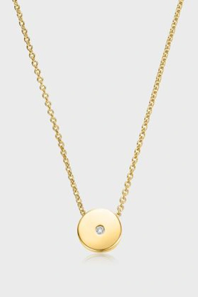 Shop Monica Vinader Linear Solo Diamond Necklace In Y Gold