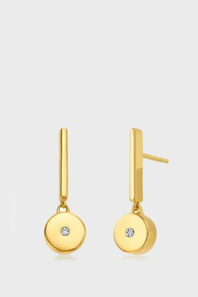 Shop Monica Vinader Linear Solo Drop Diamond Earrings In Y Gold