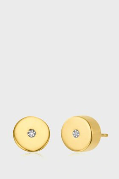 Shop Monica Vinader Linear Solo Stud Diamond Earrings In Y Gold