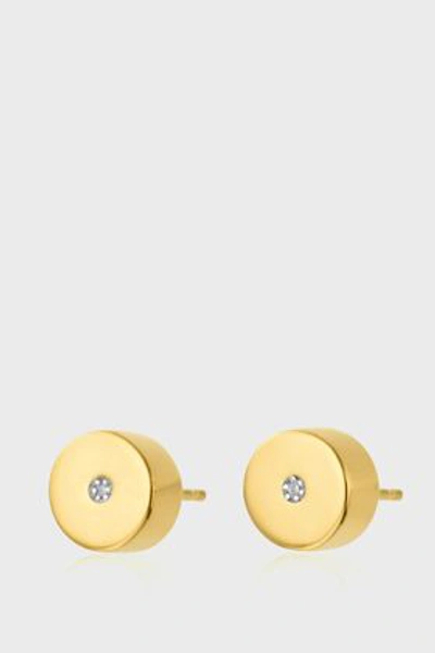 Shop Monica Vinader Linear Solo Stud Diamond Earrings In Y Gold