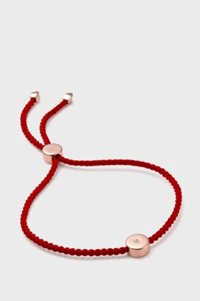 Shop Monica Vinader Linear Solo 18k Rose Gold Bracelet In Red