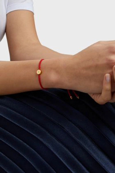 Shop Monica Vinader Linear Solo 18k Gold Bracelet In Red