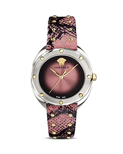 Shop Versace Collection Shadov Snakeskin Watch, 38mm In Purple