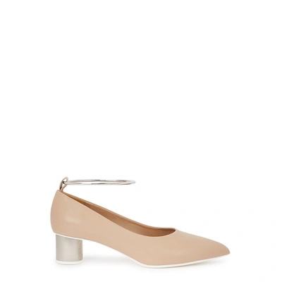 Shop Jil Sander 40 Almond Leather Pumps In Taupe