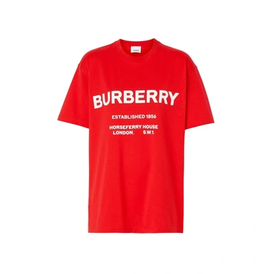 Shop Burberry Horseferry Print Cotton Oversized T-shirt In Bright Red