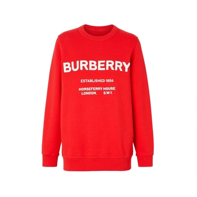 Shop Burberry Horseferry Print Cotton Sweatshirt In Bright Red