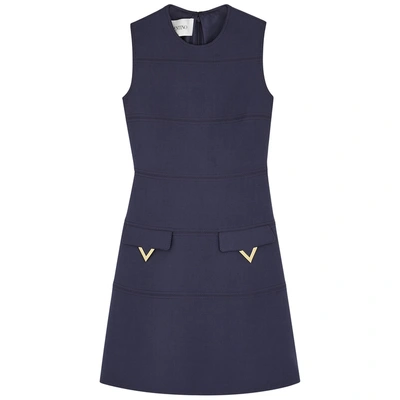 Shop Valentino Navy Wool Shift Dress