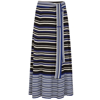 Shop 3.1 Phillip Lim / フィリップ リム Striped Stretch-knit Jersey Midi Skirt In Navy
