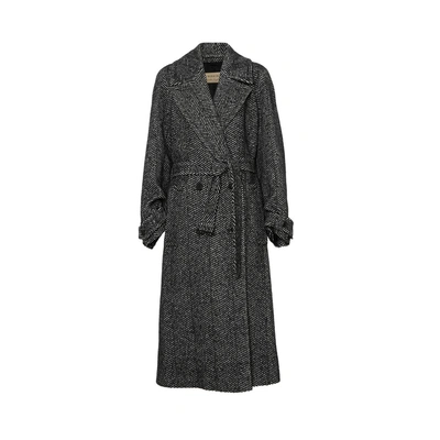 Shop Burberry Herringbone Wool Silk Blend Double-breasted Coat