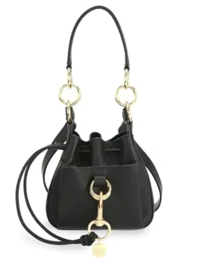 Shop See By Chloé Mini Tony Suede Bucket Bag In Black