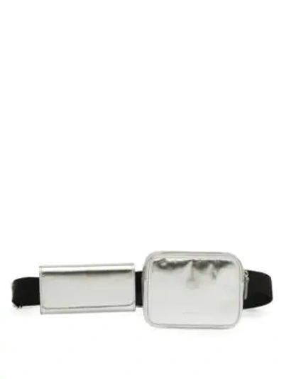 Shop Avec La Troupe Covey Metallic Leather Duo Belt Bag In Silver