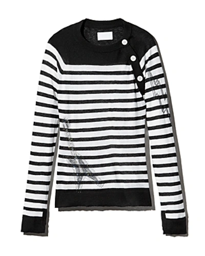 Shop Zadig & Voltaire Reglis Bis Striped Cashmere Sweater In Black/white