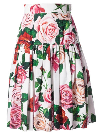 Shop Dolce & Gabbana Floral Skirt In Basic