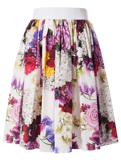 Shop Dolce & Gabbana Floral Skirt In Natural