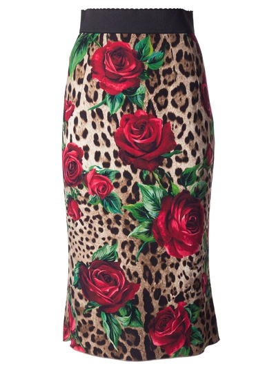Shop Dolce & Gabbana Rose Skirt In Multicolor
