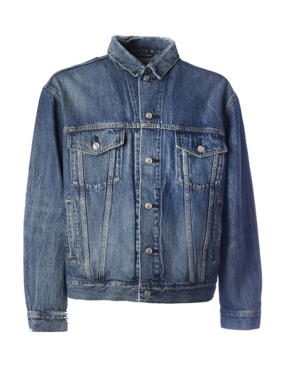 Shop Balenciaga Classic Denim Jacket In Dirty Light Blue