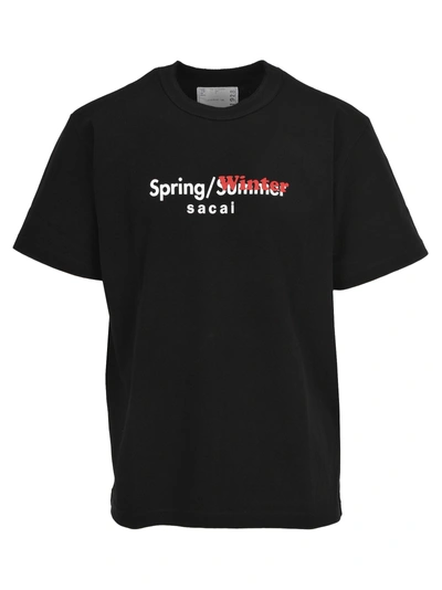 Shop Sacai Tshirt Printed In Black