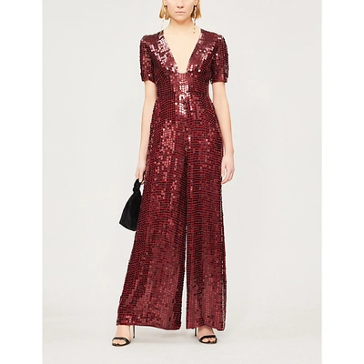 Shop Temperley London Heart Charm Sequinned Jumpsuit In Red