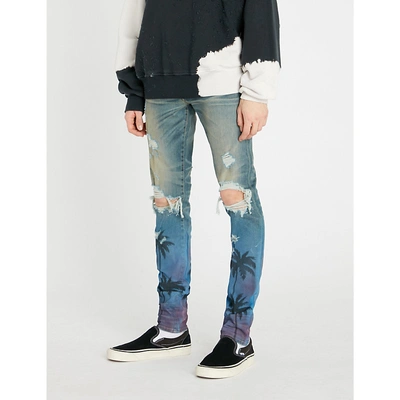 Shop Amiri Thrasher Palm Tree-print Slim-fit Skinny Jeans In Classic