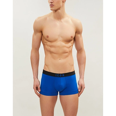 Shop Dsquared2 Icon Regular-fit Stretch-cotton Boxers In Blue