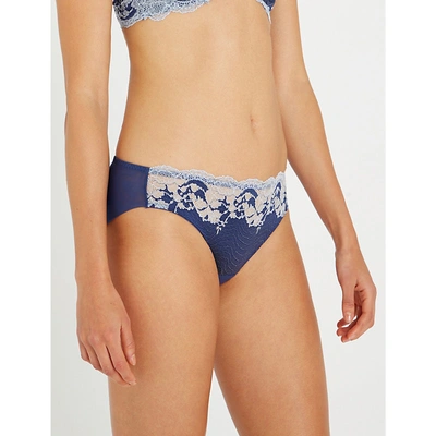 Shop Wacoal Lace Affair Mesh Bikini Briefs In Patriot Blu Halogen Blu