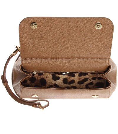Shop Dolce & Gabbana Sicily Medium Leather Shoulder Bag In Brown
