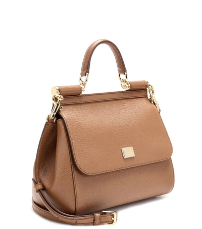 Dolce & Gabbana Sicily Medium Leather Shoulder Bag In Brown