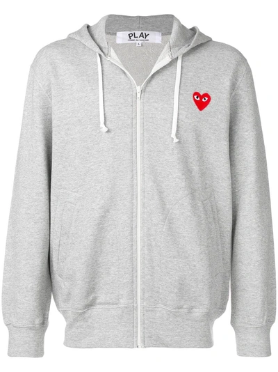 Shop Comme Des Garçons Play Relaxed Fit Hoodie - Grey