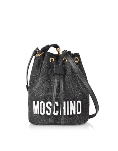 Shop Moschino Black Leather Bucket Bag