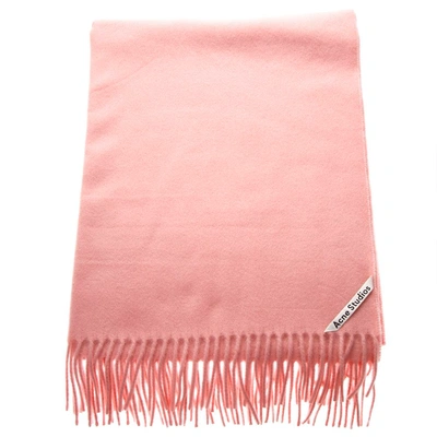 Shop Acne Studios Pink Wool Fringed Scarf
