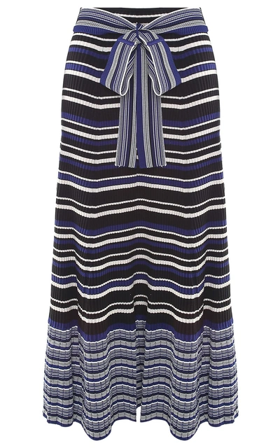 Shop 3.1 Phillip Lim / フィリップ リム Striped Rib-knit Belted Maxi Skirt In Multicolor