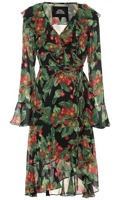 Shop Marc Jacobs Cherry-print Crepe Wrapped Dress In Rosso