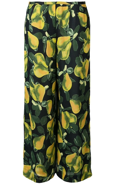 Shop Marc Jacobs Pears-print Crepe Trousers In Verde