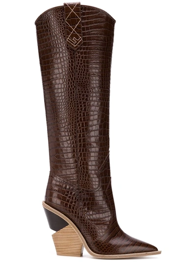 Shop Fendi Cutwalk Cowboy Knee Boots - Brown