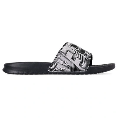 Shop Nike Men's Benassi Jdi Print Slide Sandals, Grey/black - Size 10.0