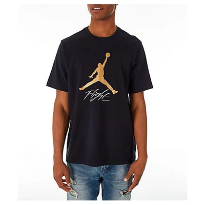 Shop Nike Jordan Men's Jumpman Flight Hbr T-shirt In Black/metallic Gold