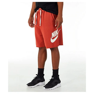 Shop Nike Men's Sportswear Alumni Fleece Shorts, Orange