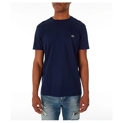 Shop Lacoste Men's Pima Crew T-shirt In Blue Size Medium Cotton