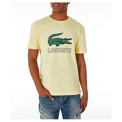 Shop Lacoste Men's Big Croc Script T-shirt In Yellow